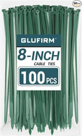 Green Zip Ties 8 inch (100 Pack), 45lb Tensile Strength, Cable Ties for Indoor and Outdoor Use, UV and Cold Resistant Wire Ties for Home, Garden, Fencing, Glufirm