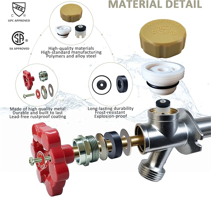 Universal Outdoor Faucet Repair Kit (VACVBKX1B Vacuum Breaker,Metal Handle),Wall Hydrant Complete Replacement Kit,Anti-Siphon Frostproof Faucet Valve Hose Faucet Fitting Repair Kit（2Pack）