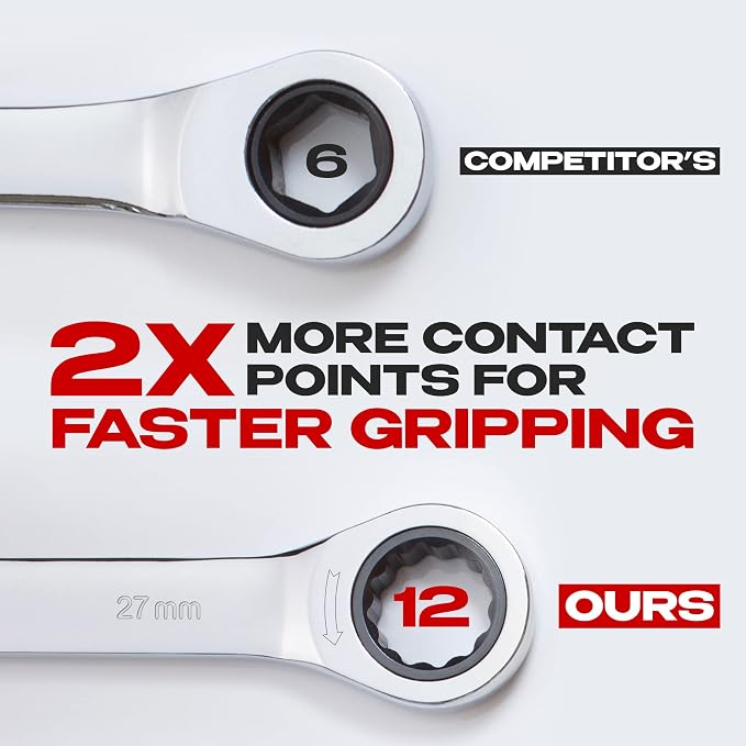 Jaeger 27 mm Combo Ratchet Wrench, 113-Tooth, Chrome Vanadium, Metric