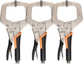 3-Pack 11 Inch Metal Face Clamps for Welding& Woodworking,Adjustable Heavy Duty Locking Pliers C Clamps
