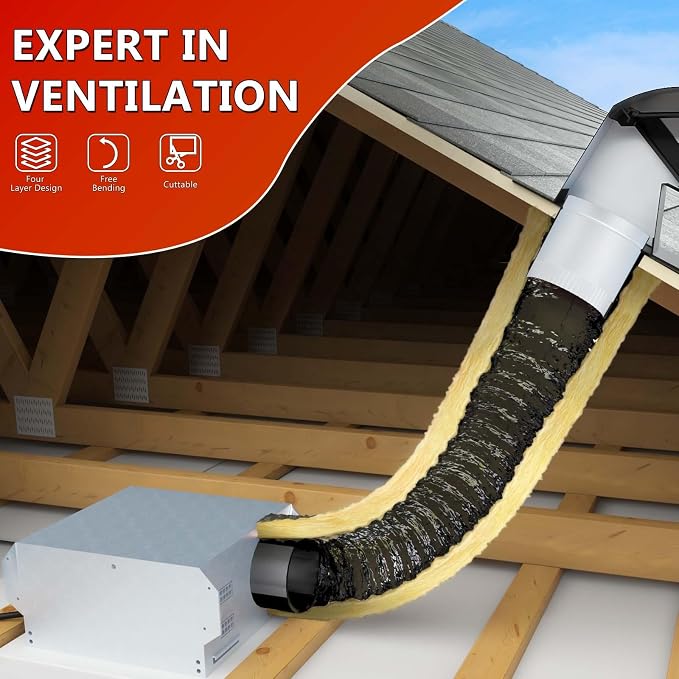 6 Inch 25 Feet R4.2 Insulated Flexible Duct | High-Efficiency Thermal Insulation | Suitable for Heating & Cooling