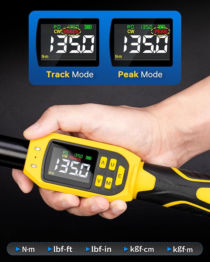 Digital Torque Wrench 3/8" Drive, 5-99.5 Ft-lb/6.7-135 N.m (±1% Accuracy) | Buzzer and LED Alert, Electric Torque Wrench Digital with Adapter, 2 Extension Bars - Reach Tight Space, for Bike/Moto/Auto