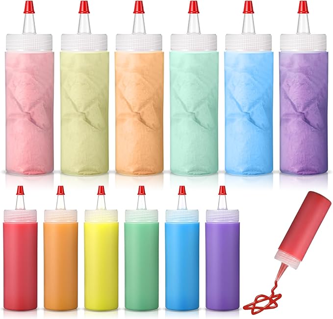 DIY Sidewalk Chalk Paint Kit for Kids Non Toxic Paint Washable Powdered Chalks with Plastic Squeeze Bottle Mix in Water 6 Vibrant Colors for Creative Sidewalk and Chalkboard Fun(6 Packs)
