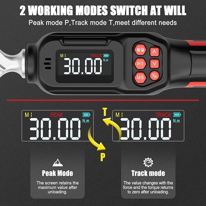 VANPO 1/4 Drive Digital Torque Wrench Set 1.11-22.12 ft.lb, ±2% Accuracy | 1.5-30 N.m Electronic Torque Wrench Set with Bits & Sockets, Buzzer/LED Indicator Alarm, for Carbon Fiber Bike, Motorcycle