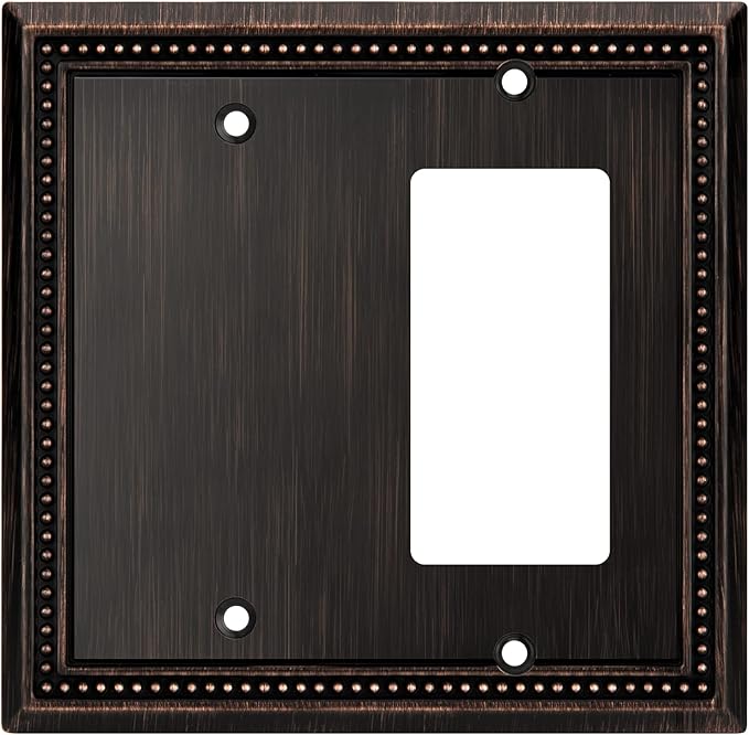 Henne Bery Sunken Pearls Heavy Duty Decorative Wall Plate Switch Plate Outlet Cover (Blank/Decorator, Aged Bronze)