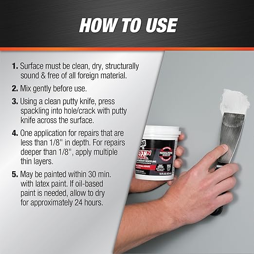 DAP Fast 'N Final Lightweight Spackling, White, 8 Oz (7079812140), (Pack of 2)