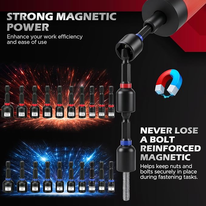 64-Piece Torque Screwdriver Set, 10-70 in-lb, 1/4" Drive Inch Pound Torque Wrench with 40 S2 Bits, 20 CR-V Magnetic SAE and Metric Nut Drivers, T-Bar, Bit Holder, 1/4" Magnetic Extension and Case