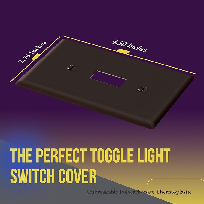 ENERLITES Toggle Light Switch Wall Plate, Gloss Finish, Size 1-Gang 4.50" x 2.76", Unbreakable Polycarbonate Thermoplastic, 8811-BR, Brown, Standard