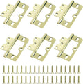 Wealrit 6 PCS Self Closing Door Hinges Gold Heavy Duty Gate Hinge Non-Mortise Hidden Hinges Bifold Door Closer Exterior Screen Hardware with Screw for Home, Corner Cabinet Doors, Wood