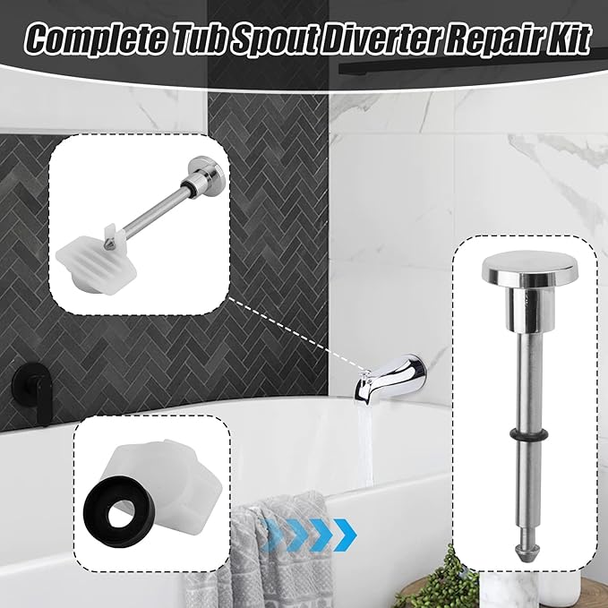 2pcs Tub Spout Diverter Repair Kit, Including 1 Diverter Valve Stem and 1 Seal Waterproof Shower Repair Kit Leaky Bathtub Faucet Bathtub Spout Replacement Parts