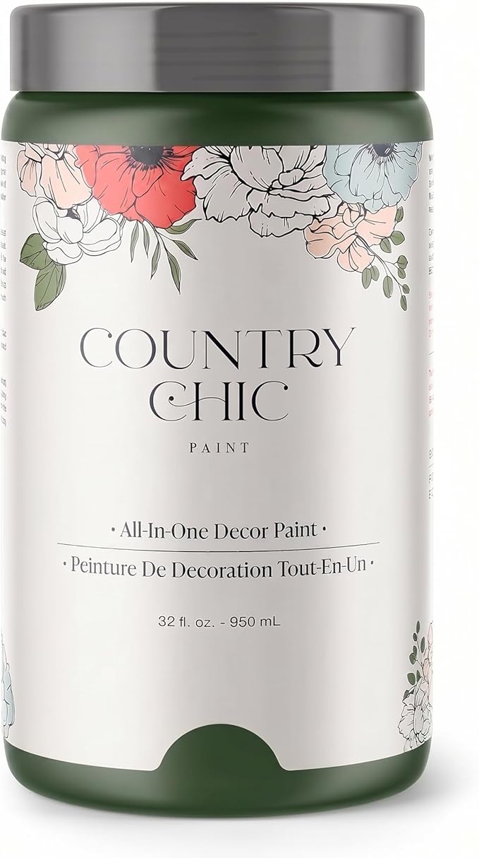 Country Chic All-in-One Chalk Paint for Furniture, Cabinets, Home Decor, Eco-Friendly, Matte Finish, Built-In Primer & Top Coat for Wood, Metal - Fireworks (Forest Green) - Quart 32 oz (950 ml)