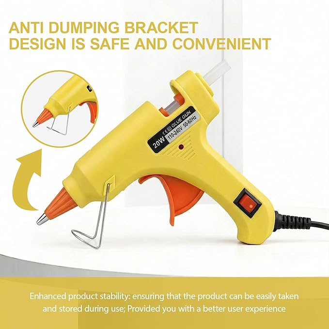 Mini Hot Glue Gun 10pcs Glue Stick Hot Glue Gun Set For Quick Repair Artist DIY Art Home 20w Yellow