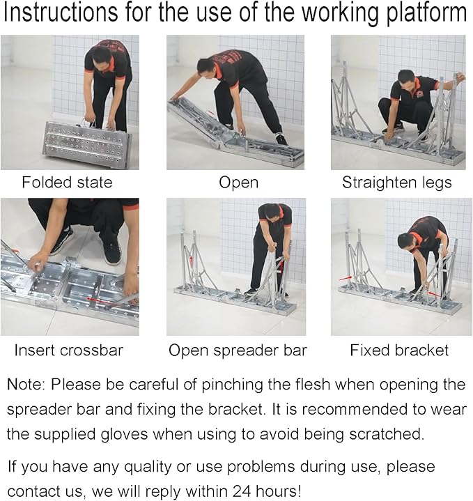 HIYOUGO Scaffolding Platform Adjustable Height, Folding Work Platform, Aluminum Portable Scaffolding Ladder, Non-Slip Portable Work Bench 660lbs Capacity for Drywall, Cleaning RV, 140 × 25cm
