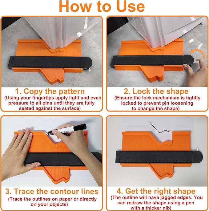 10 Inch Super Gauge Shape and Outline Tool, Contour Gauge Profile Tool with Lock, Measuring Tools Shape Duplicator Woodworking Tools