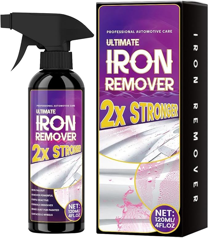 2026 New Iron Remover Car Detailing Iron Contamination Cleaner 120ml Long-Lasting Powerful Rust Stain Remover Multipurpose Cleaner Detailing Solution for Calipers Rv Tires Paint Brakes Boat Wheels