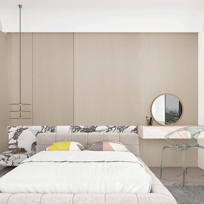 31"x354" Beige Wood Wallpaper Peel and Stick Modern Faux Wood Contact Paper | Boobest Waterproof Self Adhesive Wood Grain Contact paper for Bathroom Bedroom Living Room Kitchen Temporary Wallpaper