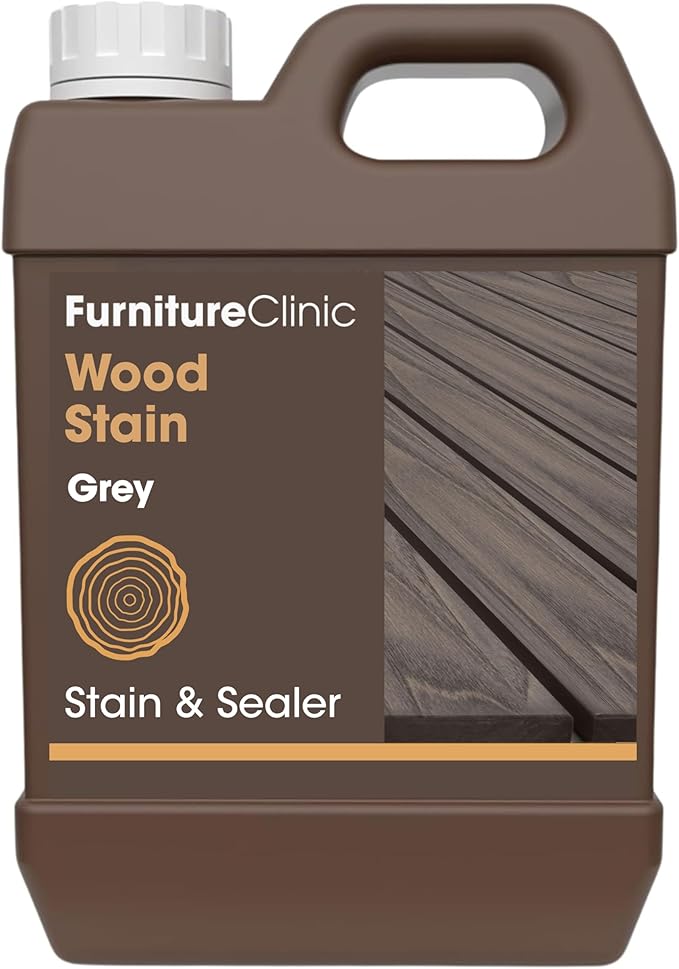 Furniture Clinic Wood Stain | Water Based | Fast Drying, Low Odor, & Non-Toxic | Multiple Finishes | for Indoor & Outdoor Furniture and More | Grey (85 Fl Oz / 2500ml)