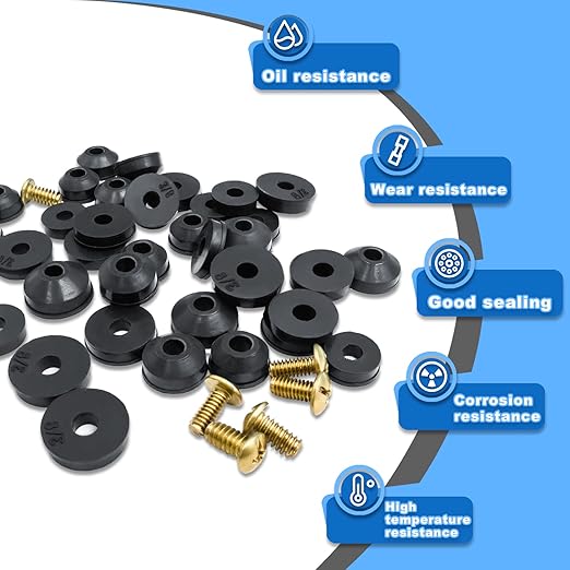 KEZE 106 PCS 10 Size Faucet Washers Assorted Kit with Brass Bibb Screws Assortment Flat and Beveled Rubber Washer for DIY Outdoor Faucets Stem Leak Worn Out Seal Repair