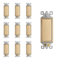 ELEGRP Matte Champagne Gold 3 Way Decorator Light Switch, 15A 120-277V, Paddle Rocker Switch Replacement, On/Off Wall Switch, Self-Grounding, Residential Grade, UL/CUL, 10 Pack