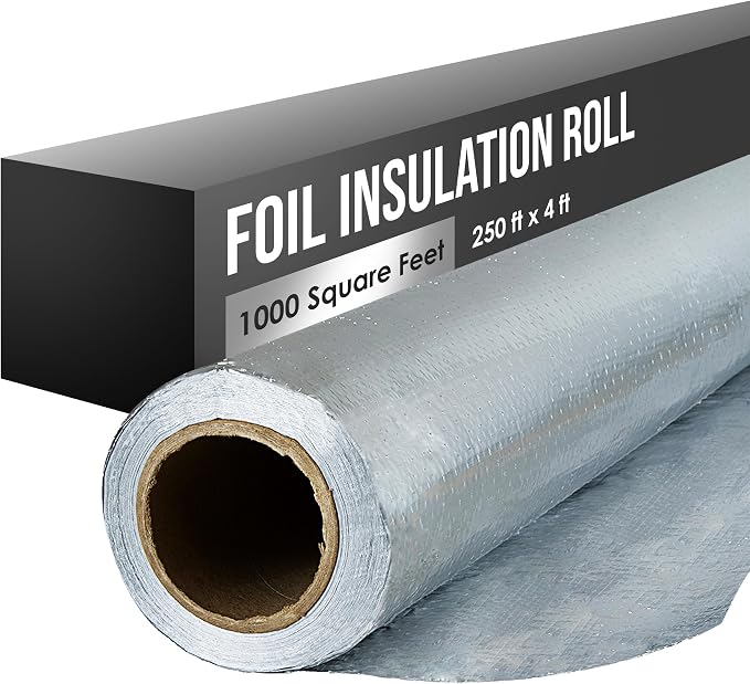 Radiant Barrier, Radiant Barrier Insulation Roll, Attic Insulation, 250'x4' | Houseables 1000 Sq Ft, House Wrap, Reflective Foil, Attic Foil, Double Reflective Heat Shield, Perforated Aluminum, Thermal
