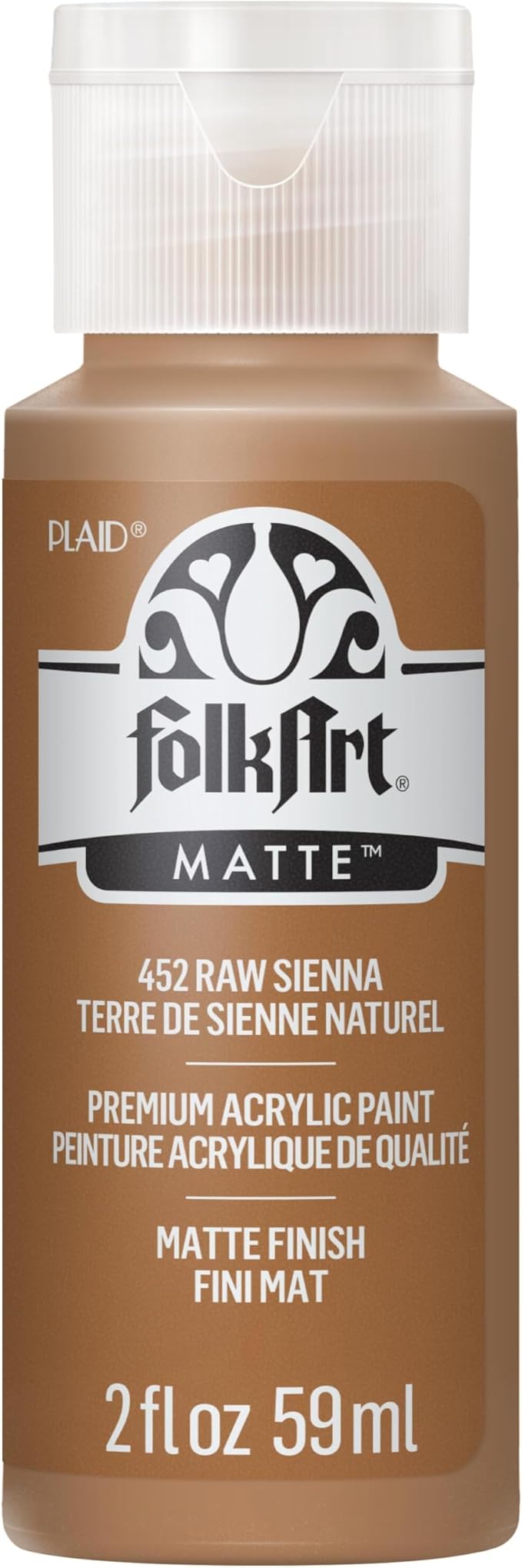 FolkArt Acrylic Paint in Assorted Colors (2 oz), 452, Raw Sienna