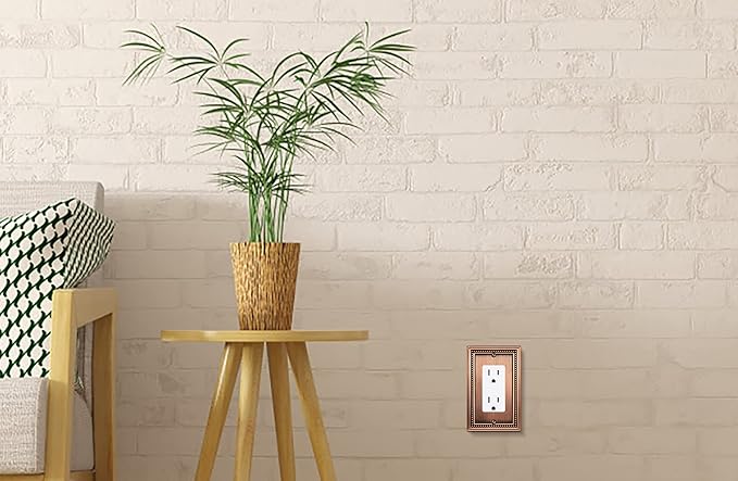 Henne Bery Sunken Pearls Heavy Duty Decorative Wall Plate Switch Plate Outlet Cover (Single Decorator, 3 Pack, Antique Copper)