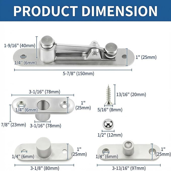TamBee Door Pivot Hinge Heavy Duty Hidden Bookcase Hinges Secret Door Hinges 360 Degree Shaft Stainless Steel Invisible Door Hinge Hardware