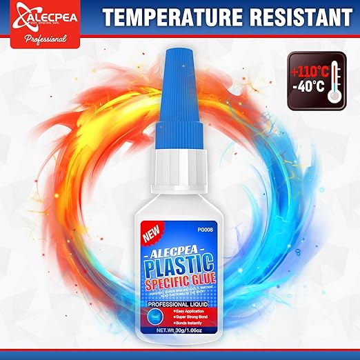 ALECPEA 30g Plastic Glue - High-Strength Acrylic & PVC Welder for Model Kits, Electronics & DIY Crafts - Instant Adhesive for ABS, PC & Hard Plastics - Quick 15s Set with 3 Precision Tips