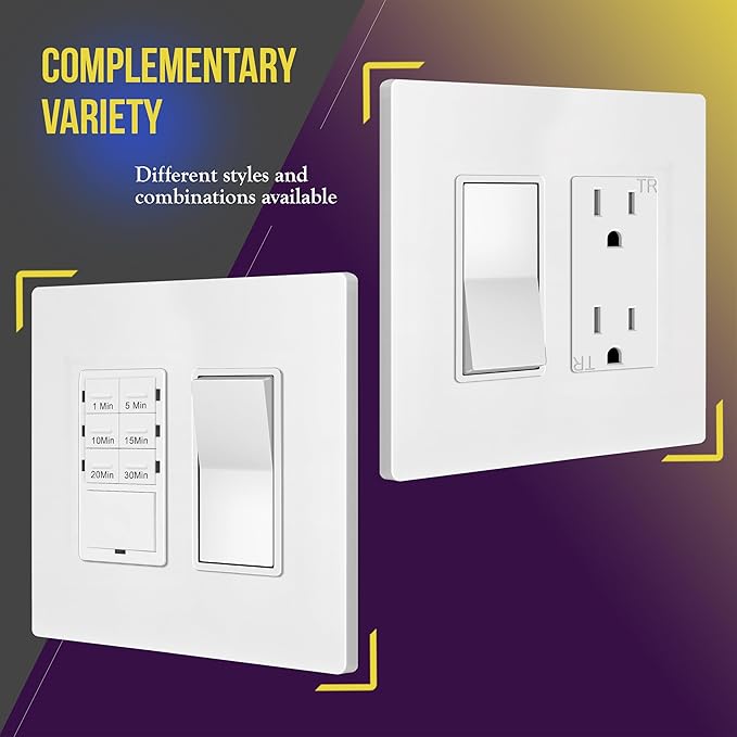 ENERLITES Screwless Decorator Wall Plates Child Safe Outlet Covers, Gloss Finish, Medium Size 2-Gang 4.88" H x 4.92” L, Unbreakable Polycarbonate Thermoplastic, SI8832M-W, White