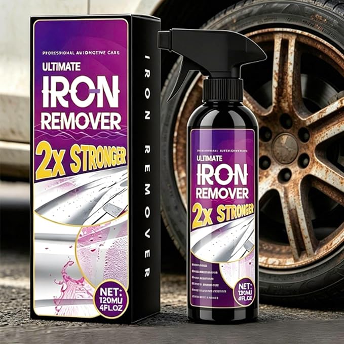 Iron Remover Car Detailing, 120ml Car Rust Remover Spray, Brake Dust and Iron Removers Solution, Multipurpose Cleaner with Sprayer, for Tire Bolts, Exhaust Pipe, Wiper Bracket