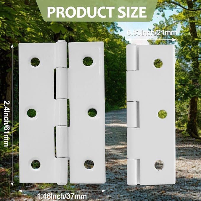 Murtenze 12 Pack 2.5 Inch Door Hinge, White Butt Hinge Ball Bearing Window Outdoor Hinges with Mounting Screws