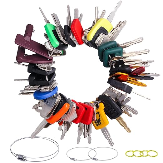 57PCS Heavy Equipment Keys Master Set, Construction Equipment Keys for Cat Caterpillar John Deere Komatsu Volvo Bobcat Kubota JCB Case New Holland Hitachi Hyster Yanmar Takeuchi Contractor Machinery