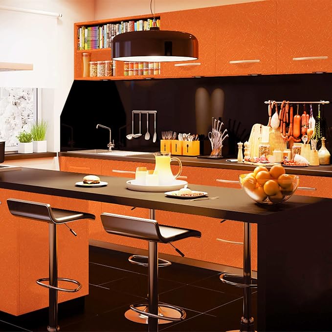 Orange Peel and Stick Self Adhesive Wallpaper Countertop Contact Paper | Removable Embossed Silk Waterproof Bathroom Wallpaper 15.7" X 118" Kitchen Vinyl Wrap for Cabinet Shelf Liner Paper