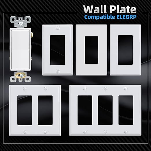 ELEGRP 4 Way Decorative Light Switch, 15Amp, 120-277 Volt, AC Decorator Rocker Paddle Wall Switch Replacement, Self-Grounding, Residential and Commercial Grade, UL Listed (5 Pack, Glossy White)