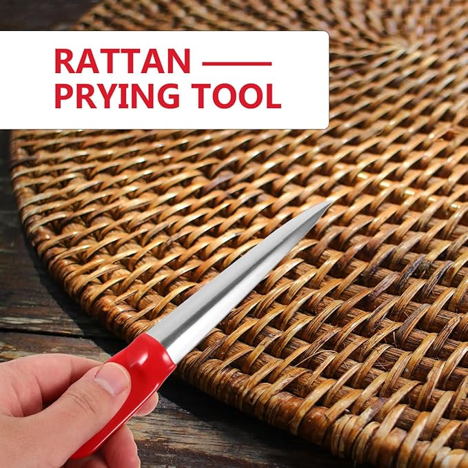 Operitacx Rattan Basket Weaving Tool Set 7.4 Inch Hand Tools with Prying Knife for Cane Webbing and Wicker Repair Kit Basket Making Supplies