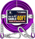 Tie Out Cable for Dogs Up to 300lbs,40ft Extra Strong 1000lbs Break Strength Tie-Out Tether Trolley Training Lead,Dog Run Cable for Yard Garden Park Camping Outside (Purple, 300lbs 40ft)