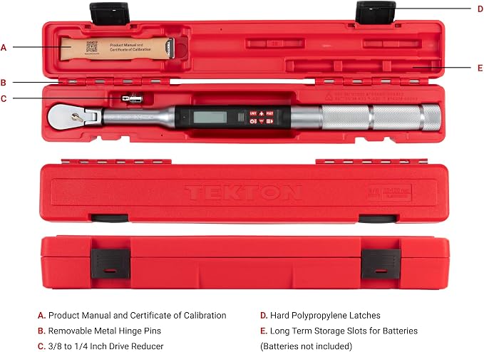 TEKTON 3/8 Inch Drive Electronic Torque Wrench | TRQ81122