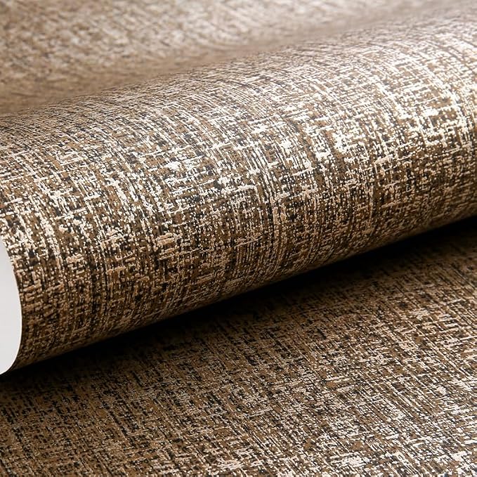 Chocolate Gold Metallic Peel and Stick Wallpaper | Textured Removable Thick Wallpaper, with Stunning Metallic Sheen, Dark Brown Accent for Bohemian makeover