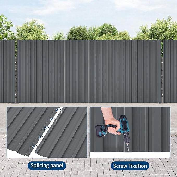 GarveeLife 20Pcs Metal Roofing Panels for Carport, Heavy Duty Metal Carport Kits, Galvanized Steel Corrugated Panels, for Patio Outdoor Garden, 42.52 in x 16.8 in