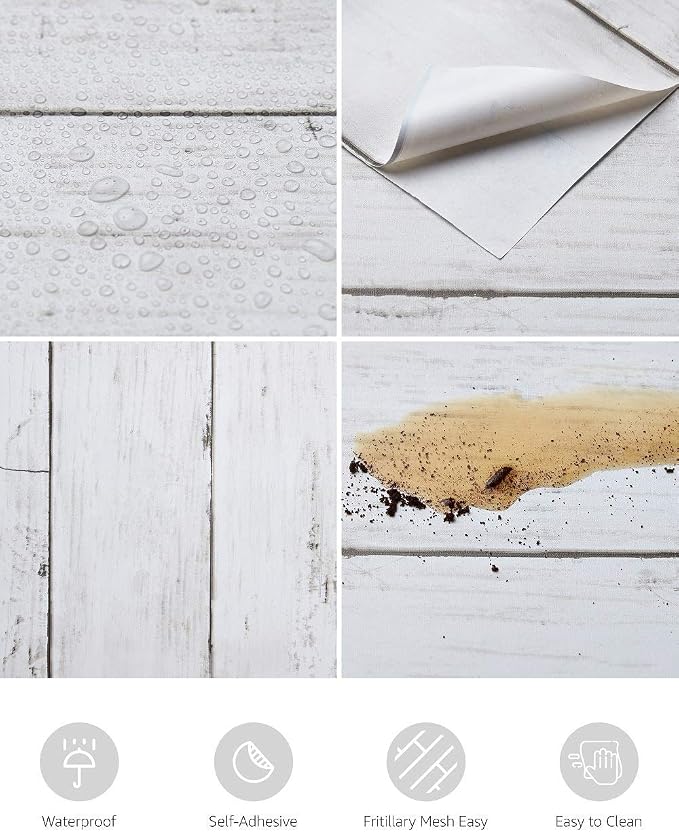Shiplap Peel and Stick Wallpaper, Contact Paper for Classroom Home Decor | 17.7"x275" Removable Self-Adhesive White Wood Plank Film, Farmhouse Decor for Bulletin Board Desk Cabinet & Home Renovation
