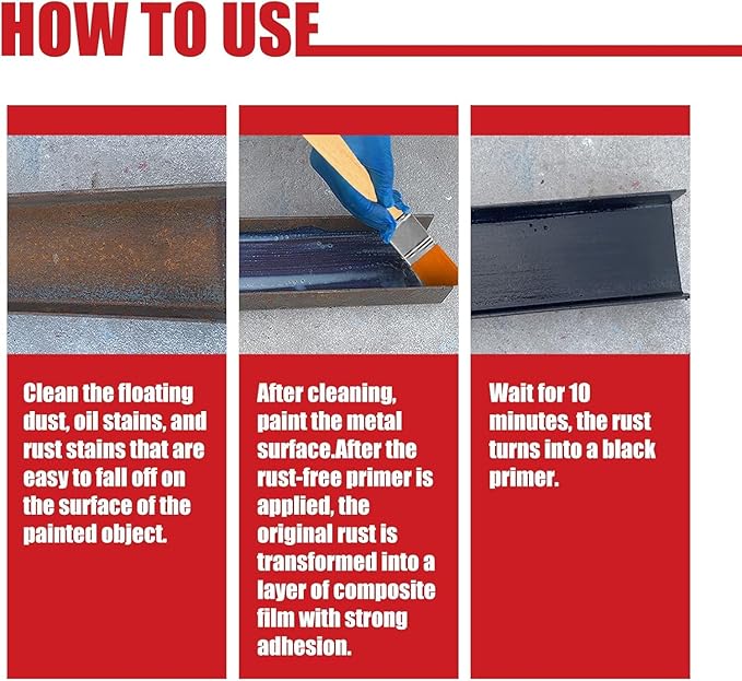 2 In 1 Rust Converter & Metal Primer, Water-Based Metallic Paint Rust Converter, High-Performance Rust Remover For Metal Surfaces, Rust Inhibitor Primer For Metal, Car Chassis,Frame,Fence (1PC)