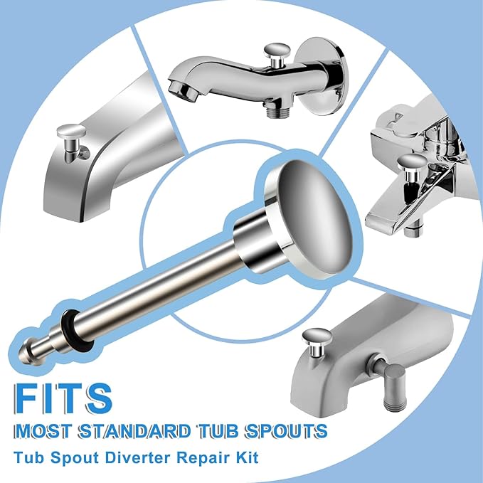 2 Set Tub Spout Diverter Repair Kit, Bathroom Shower Bathtub Leaky Faucet Repair Replacement Parts, with 2 Diverter Valve Stems, 2 Cup Seals and 2 Gates (Chrome)