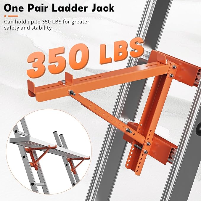 Ladder Jacks for Scaffolding Platform 2 Pack,Heavy Duty Steel Jack Scaffold Bracket,Two-Rung Short Body Extension Ladder Jack for Roofing Painting Jobsite 20 inch Platform Withstand 350 LBS