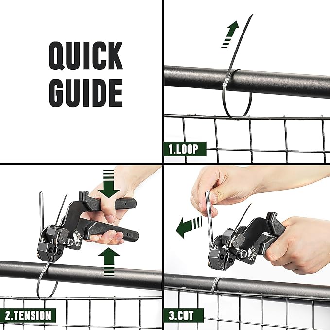 Professional Stainless Steel Cable Tie Gun & 200 Ties for Fence Repair & Vehicle Exhaust - Heavy Duty 304 Metal Zip Ties (11.8 Inch) UV-Resistant with Flush-Cut Technology