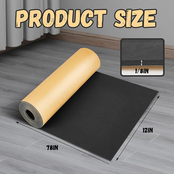 Pangda 1 Piece 78 x 12 x 1/8 Inch Extra Large Marine Foam Roll Closed Cell Rubber with Adhesive Insulation Sheets Lightweight Single Sided Tape Water Weather Resistant for Craft