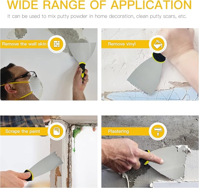 DEKEones Putty Knife Scrapers, 1.5 Inch Spackle Knife, Metal Scraper Tool for Drywall Finishing, Plaster Scraping, Decals, and Wallpaper