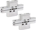 60 mm Hidden Hinge, Stainless Steel 180 Degree Invisible Cross Hinges for Kitchen Cabinet Door, Frameless Concealed Hinge with Screws, 2pcs