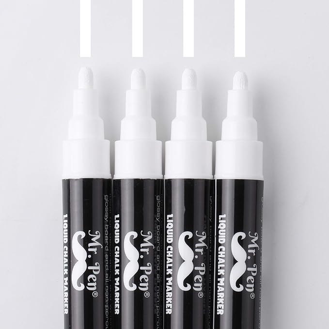 Erasable White Chalk Markers, 8 Pack, Reversible Tip by Mr. Pen