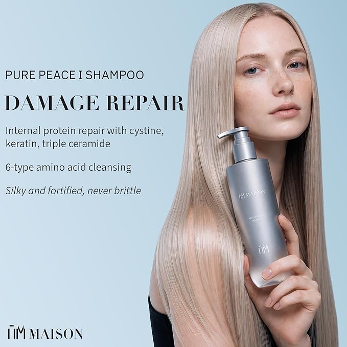 Japanese Shampoo for Dry Damaged Hair Repair - Sulfate Free, Paraben Free, No Silicone - Amino Acid Cleanser, Keratin & Silky Protein Repair Complex | Pure Peace I - Travel Size