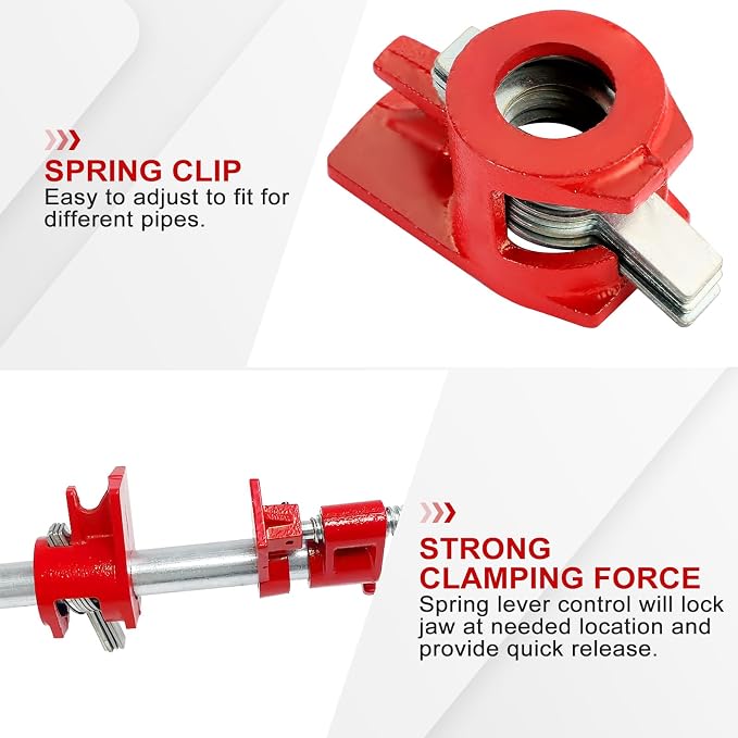 4 Pack 1/2 Inch Pipe Clamps, Wood Gluing Pipe Clamp Set, Heavy Duty Cast Iron Quick Release Pipe Clamps for Woodworking